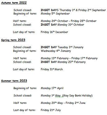 Foulds School - Term Dates